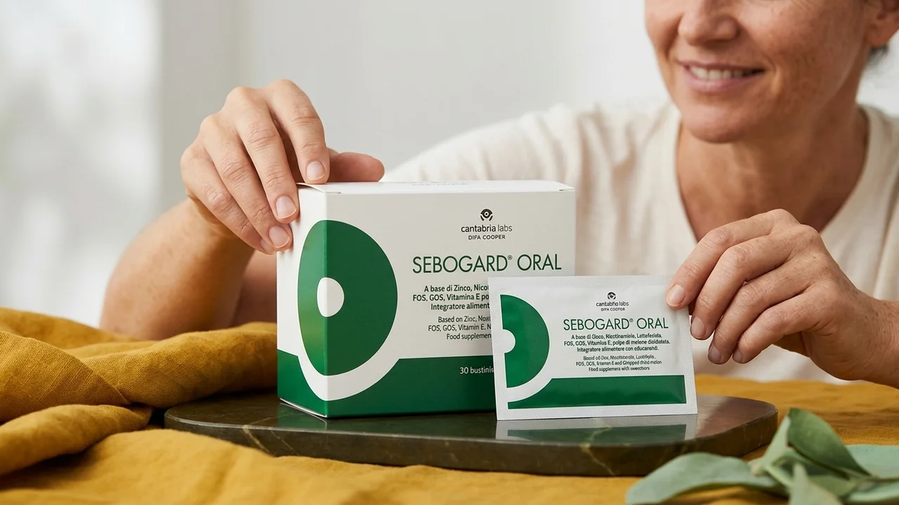 Ingredienti naturali per pelle grassa acneica adulta: zinco, niacinamide e estratti botanici su superficie bianca