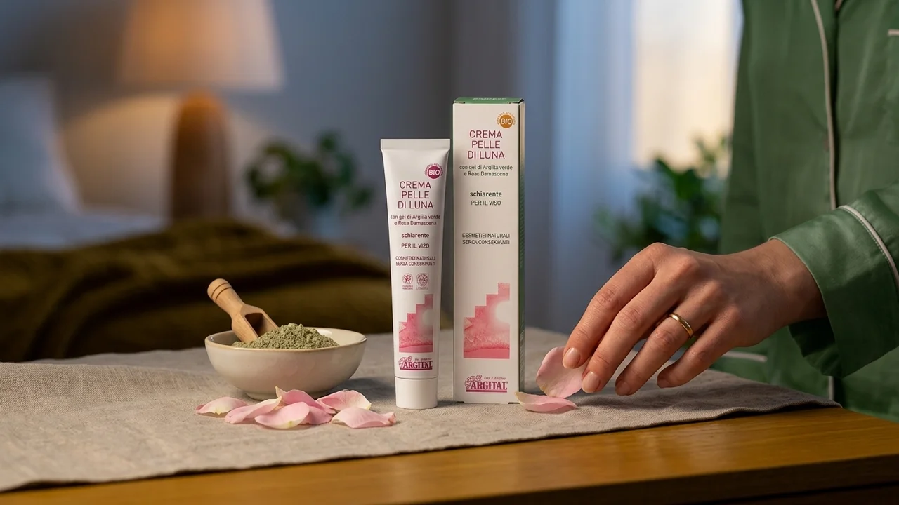 Ingredienti naturali per crema viso notte antirughe come olio di rosa mosqueta e retinolo