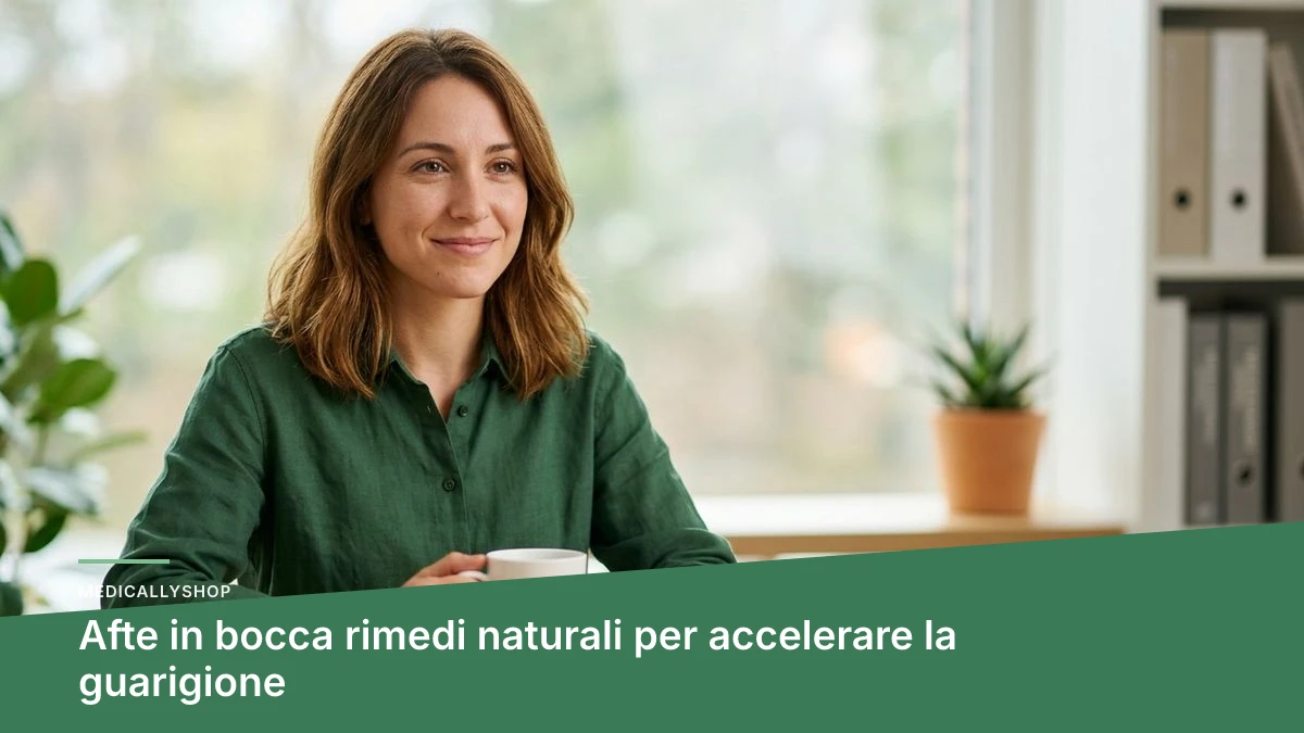 Donna che applica un gel naturale sulla mucosa orale per alleviare il dolore da aftosa