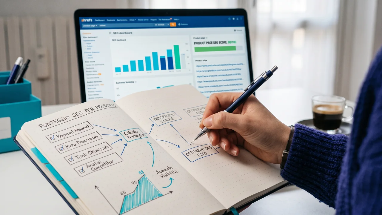 Distribuição das pontuações SEO num catálogo WooCommerce: gráfico de barras que mostra a variabilidade entre produtos da mesma categoria