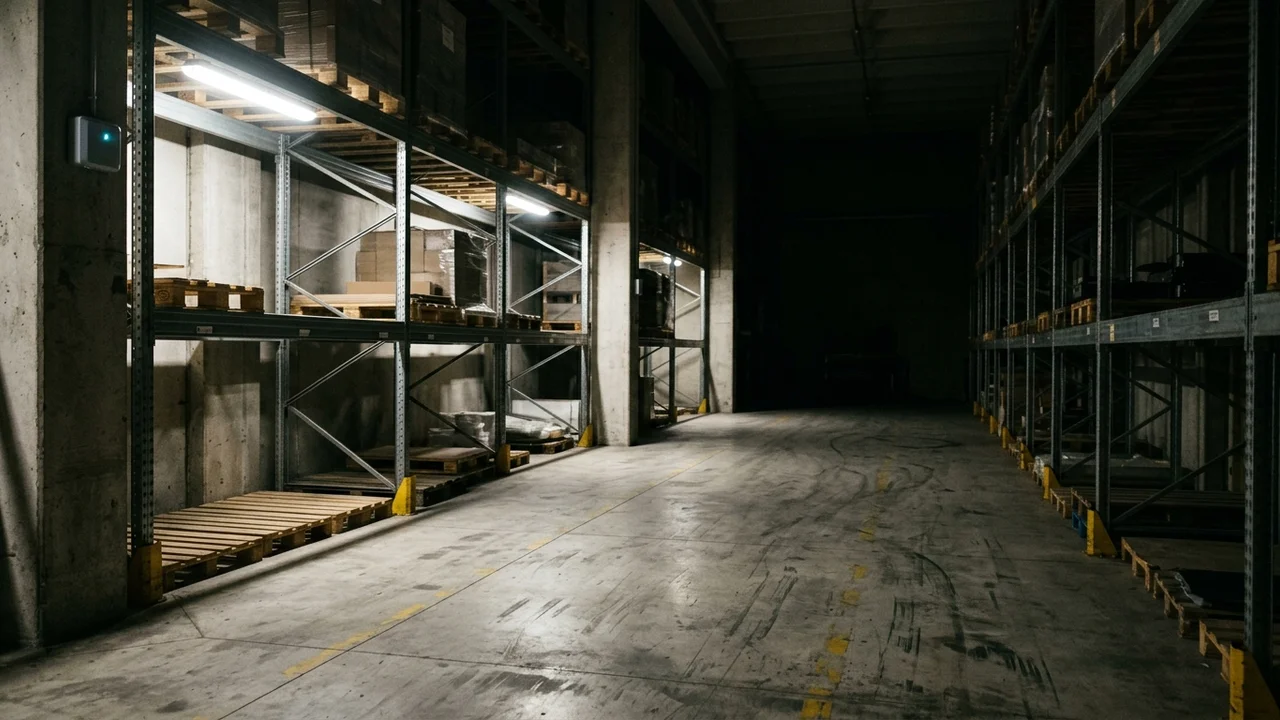 Sensori di automazione energetica installati in un capannone industriale
