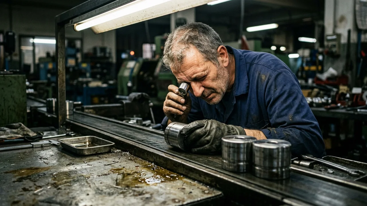 machine vision system analyzing production parts to automatically detect defects